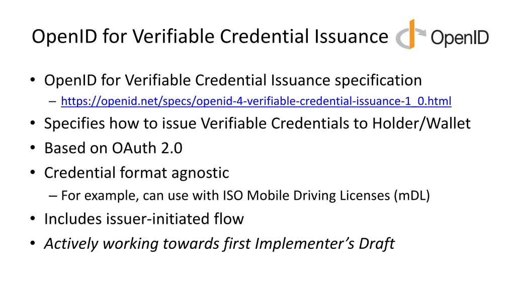 openid for verifiable credential issuance