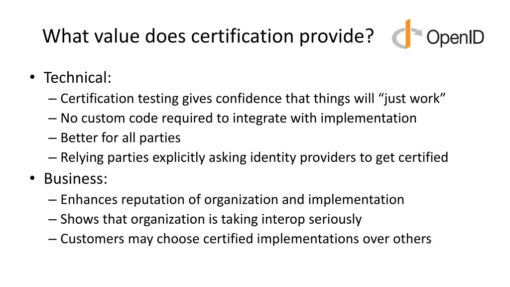 what value does certification provide