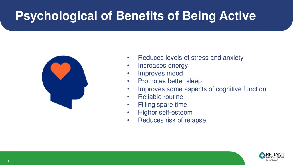 psychological of benefits of being active