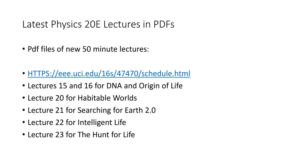 latest physics 20e lectures in pdfs