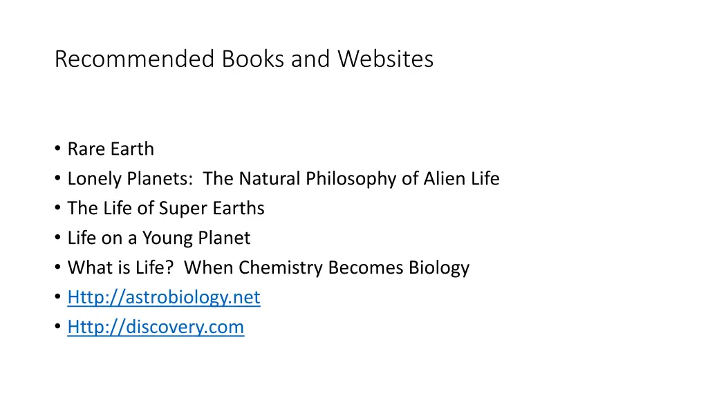 recommended books and websites