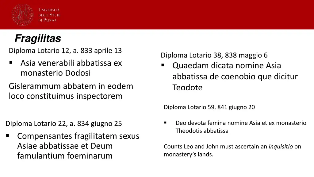 fragilitas diploma lotario 12 a 833 aprile
