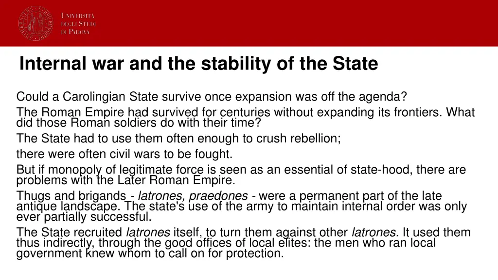internal war and the stability of the state
