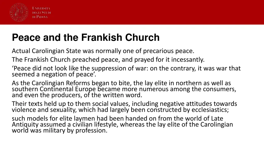 peace and the frankish church