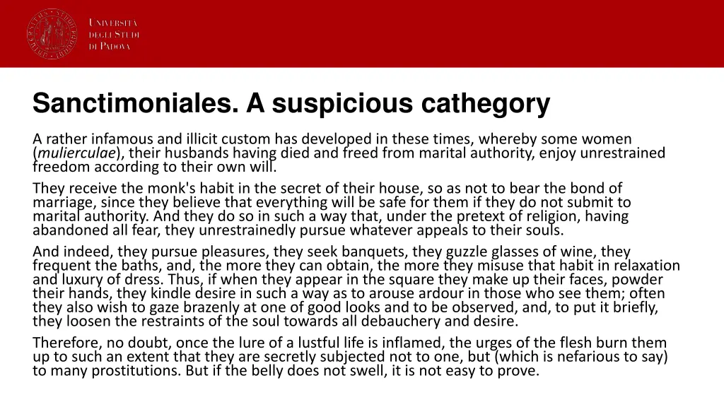 sanctimoniales a suspicious cathegory