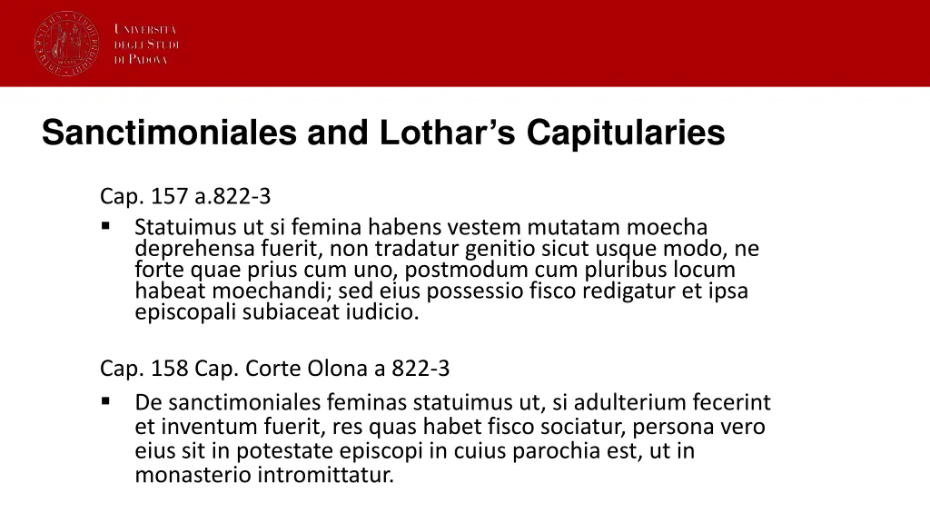 sanctimoniales and lothar s capitularies