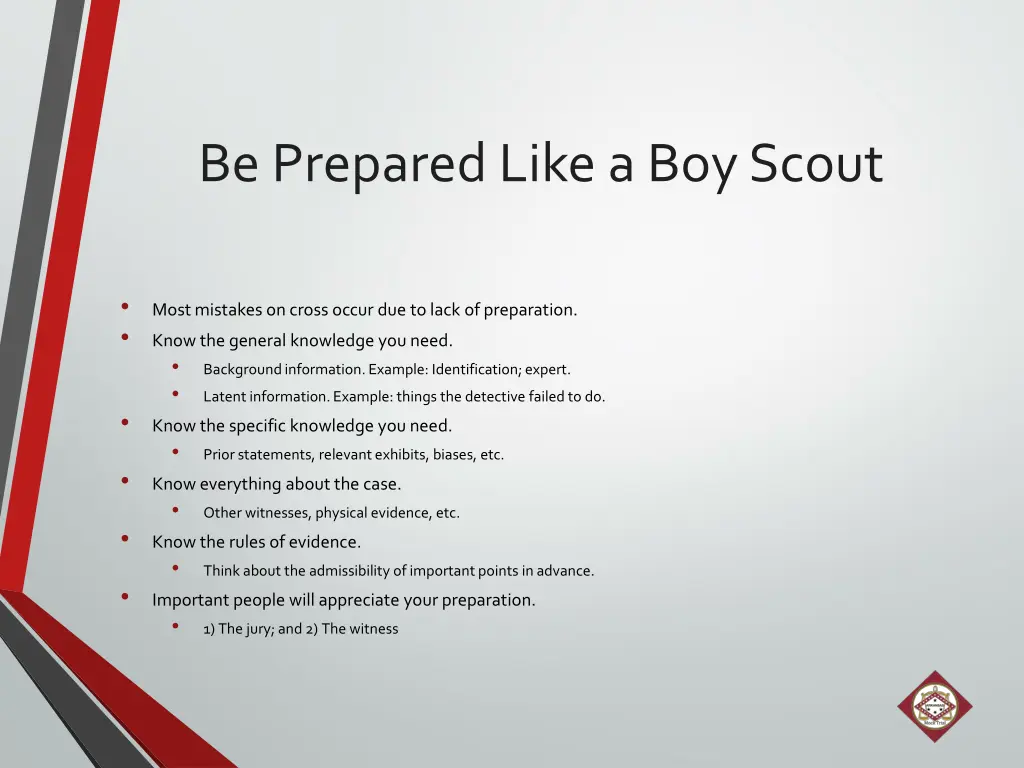 be prepared like a boy scout