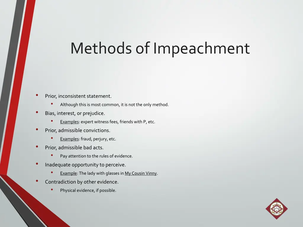 methods of impeachment