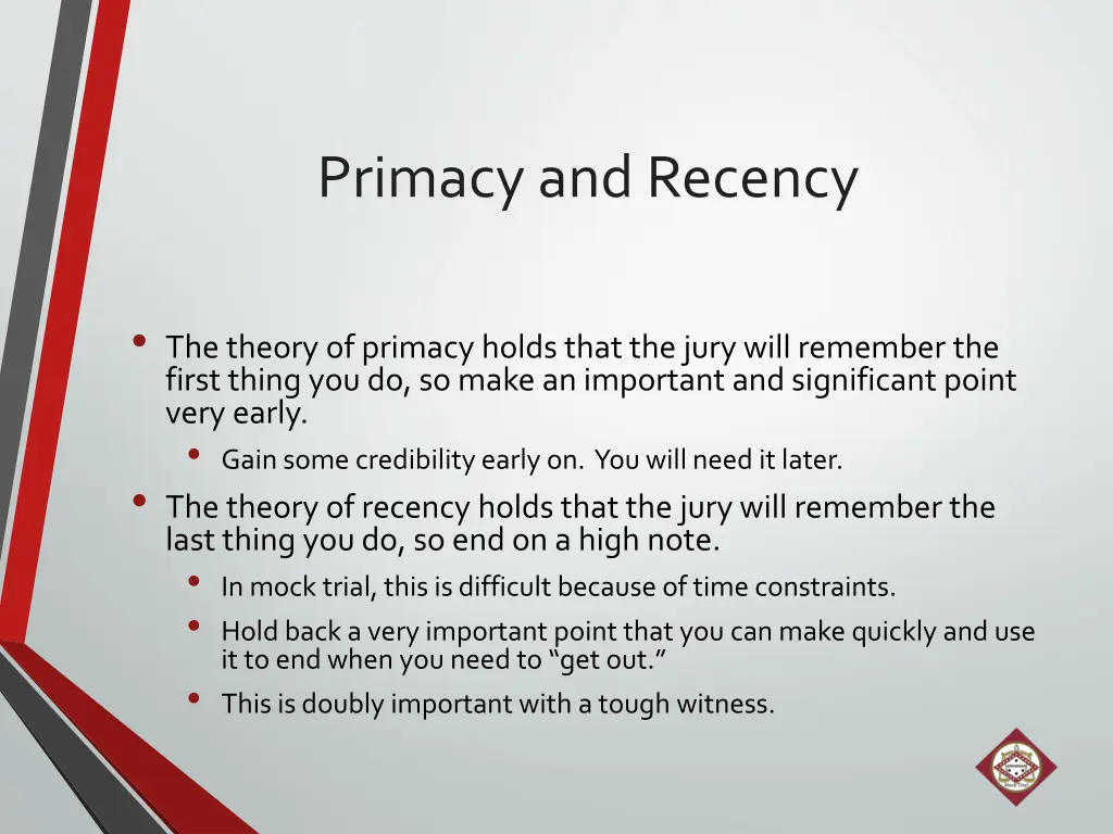 primacy and recency