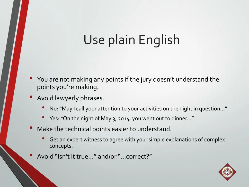use plain english