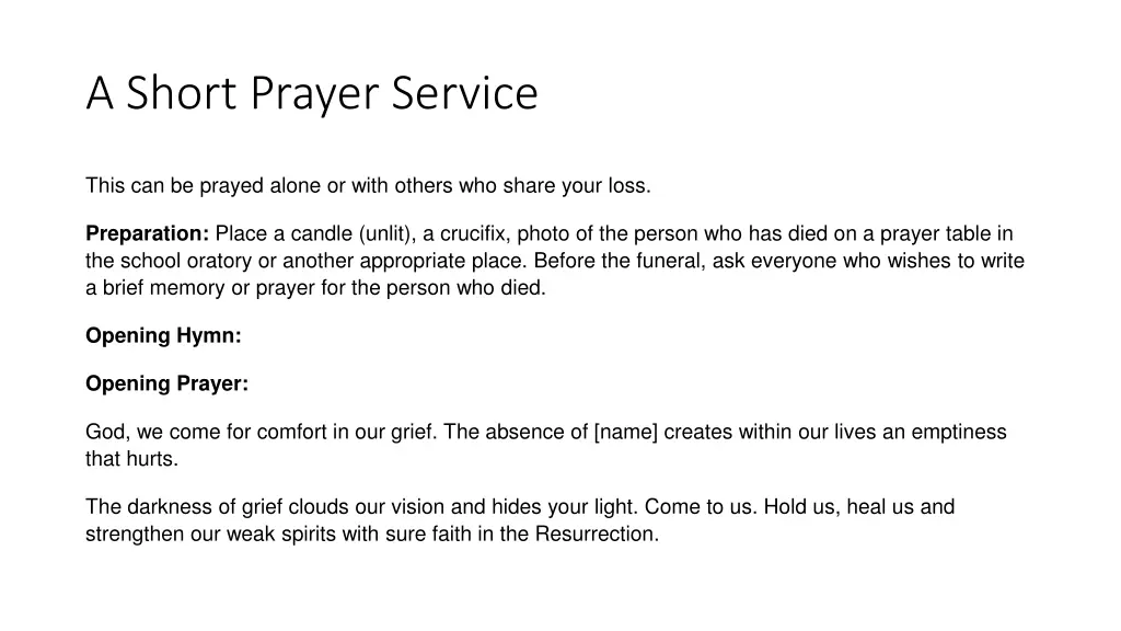 a short prayer service
