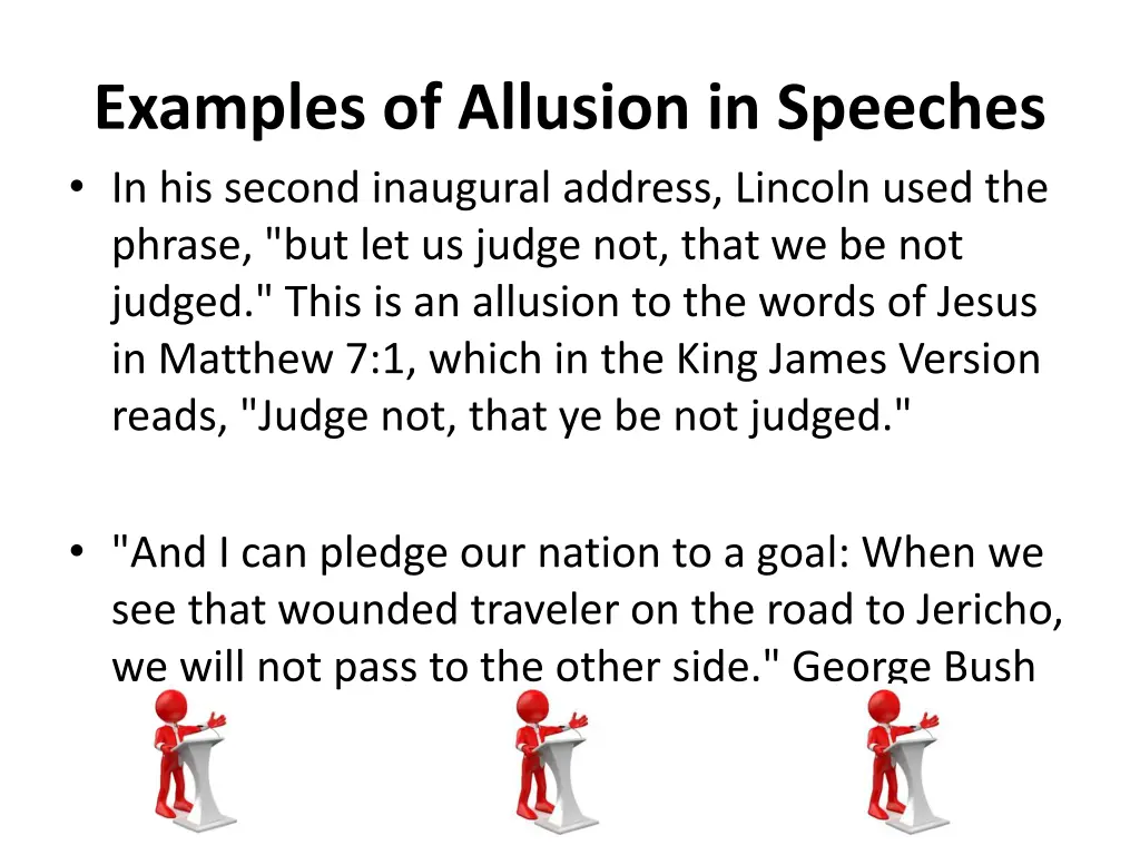 examples of allusion in speeches in his second