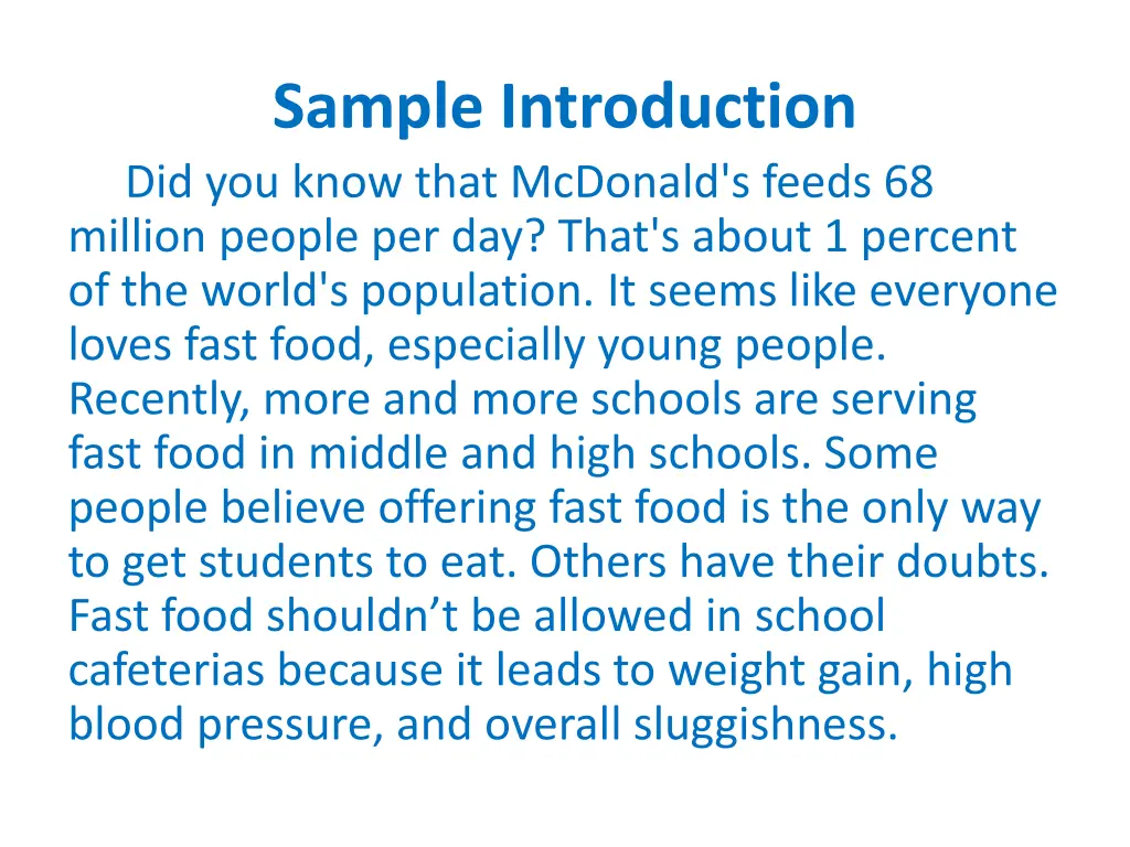 sample introduction did you know that mcdonald