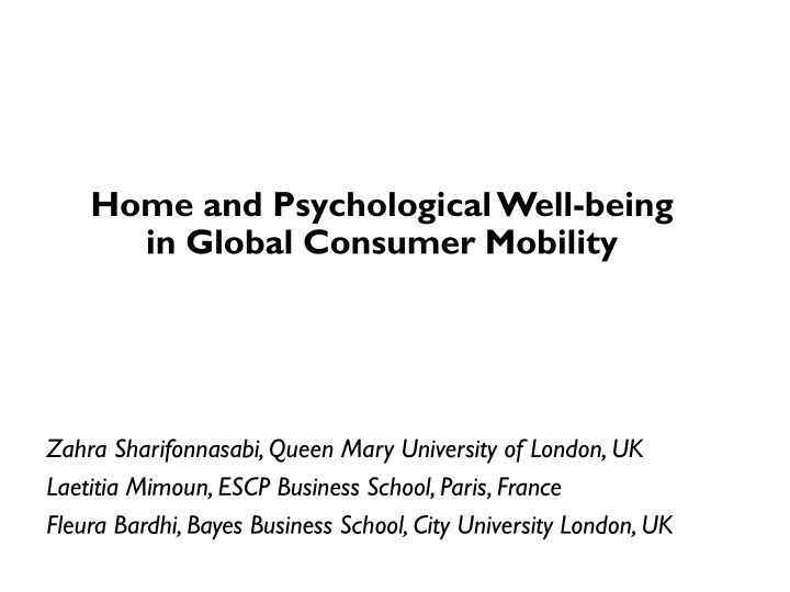 home and psychological well being in global