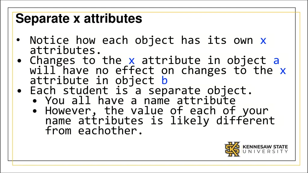 separate x attributes