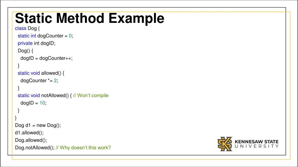 static method example class dog static