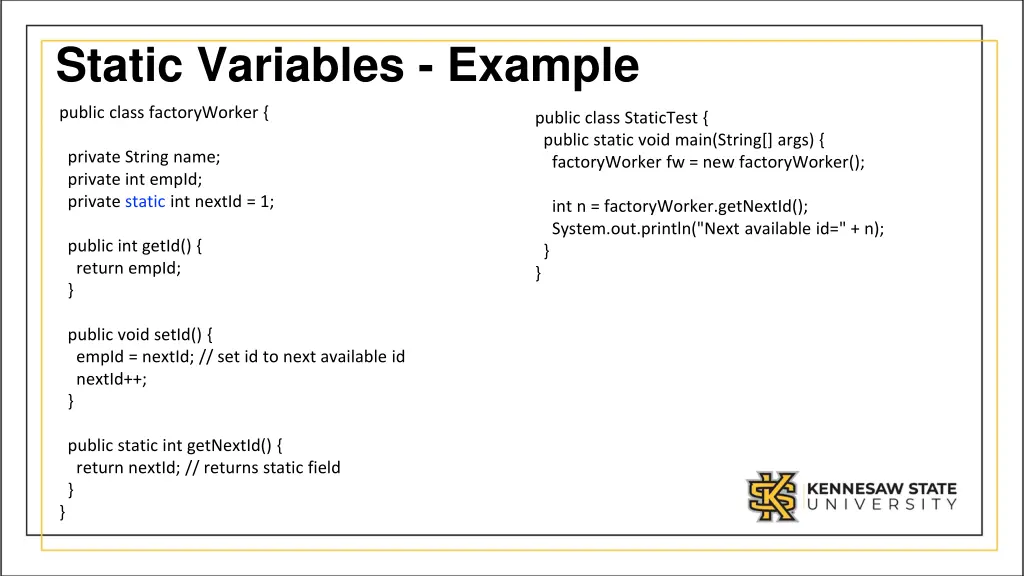 static variables example