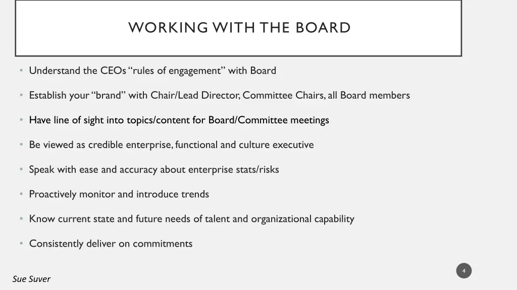 working with the board