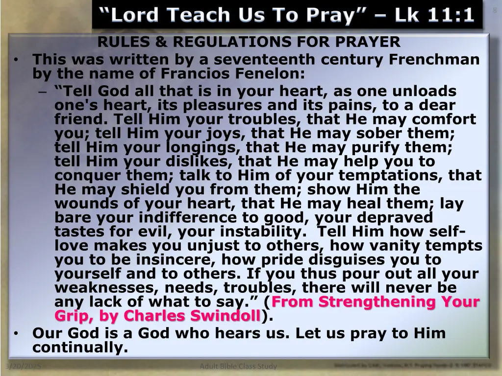 lord teach us to pray lk 11 1 rules regulations 4