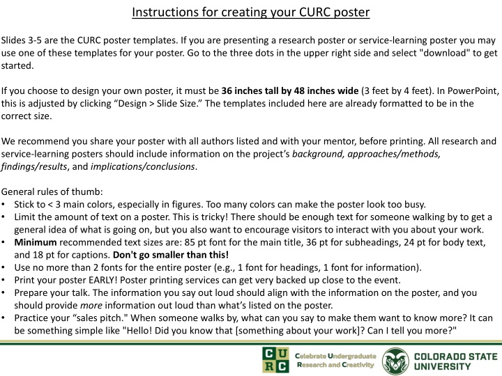 instructions for creating your curc poster