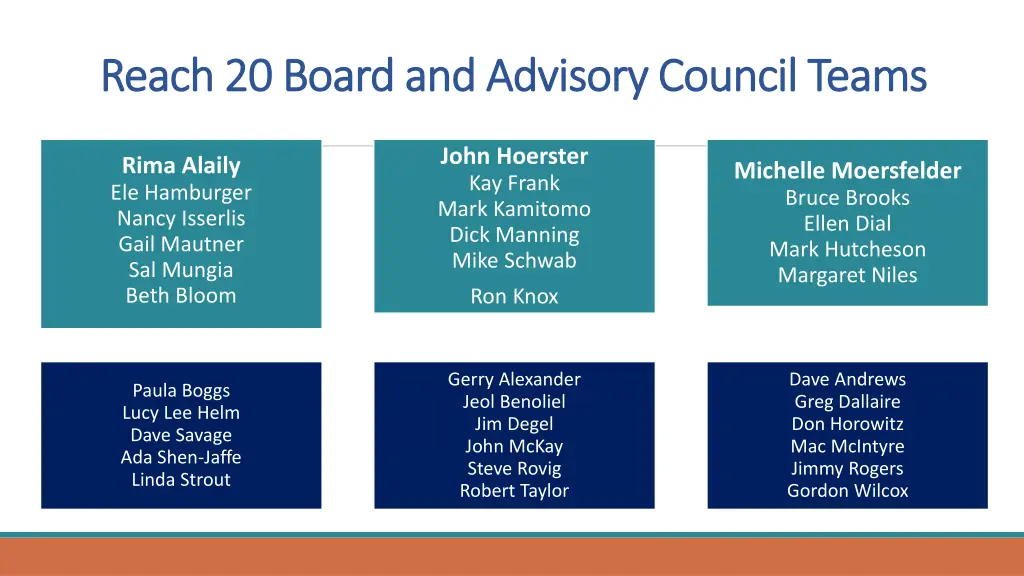 reach 20 board and advisory council teams reach