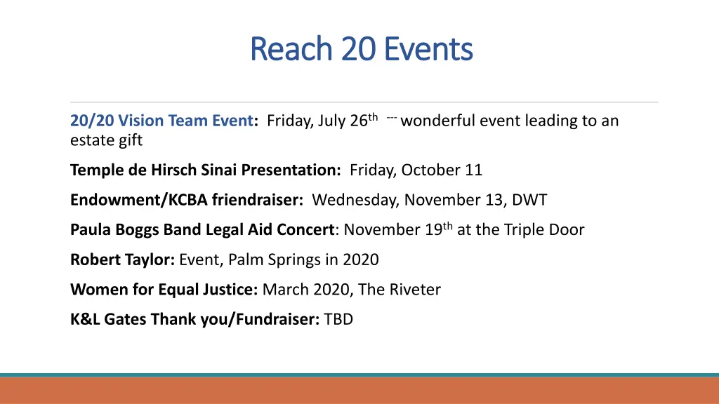 reach 20 events reach 20 events