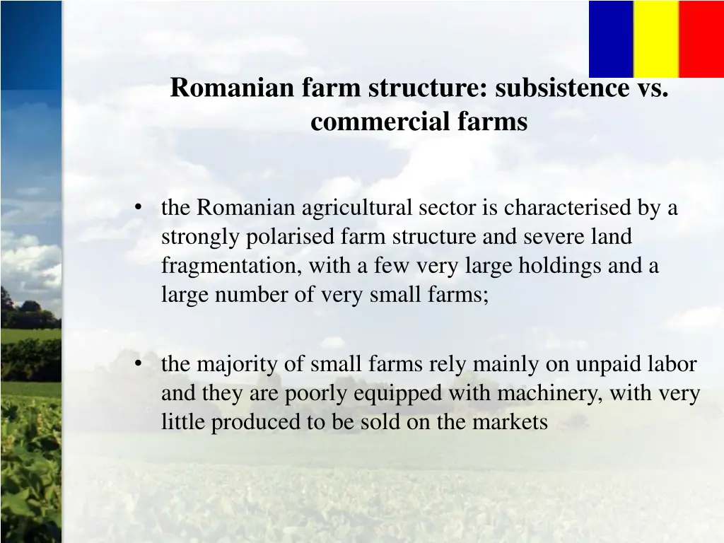 romanian farm structure subsistence vs commercial