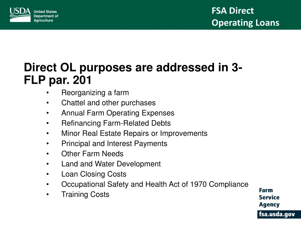 fsa direct operating loans 1