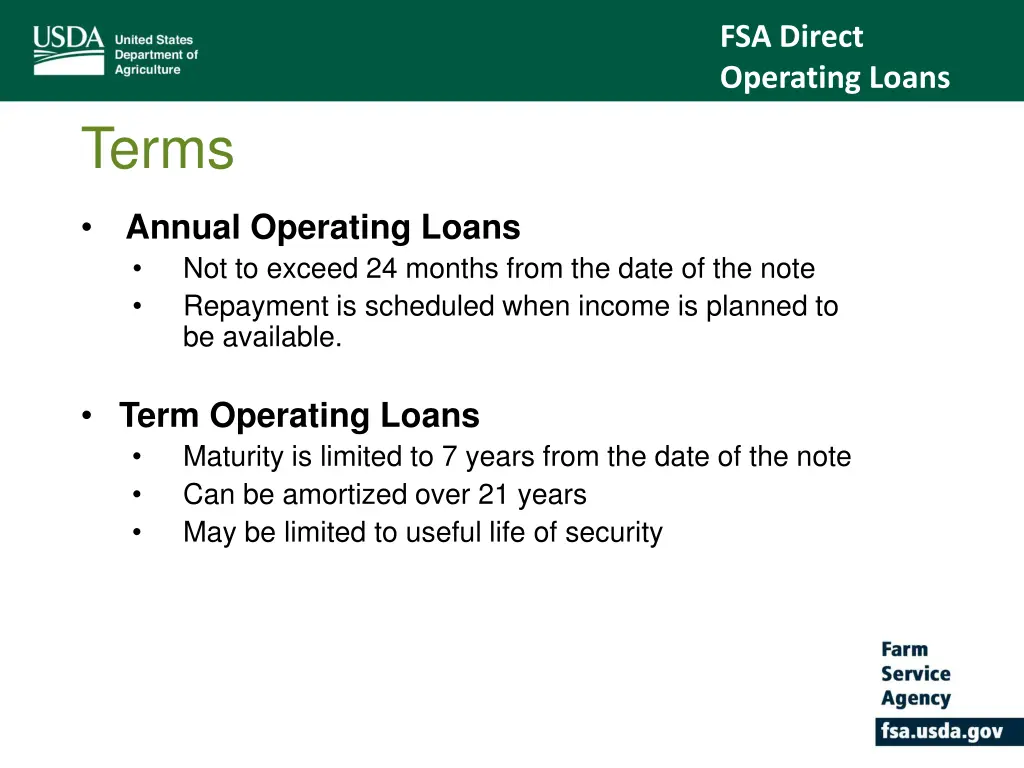 fsa direct operating loans 3