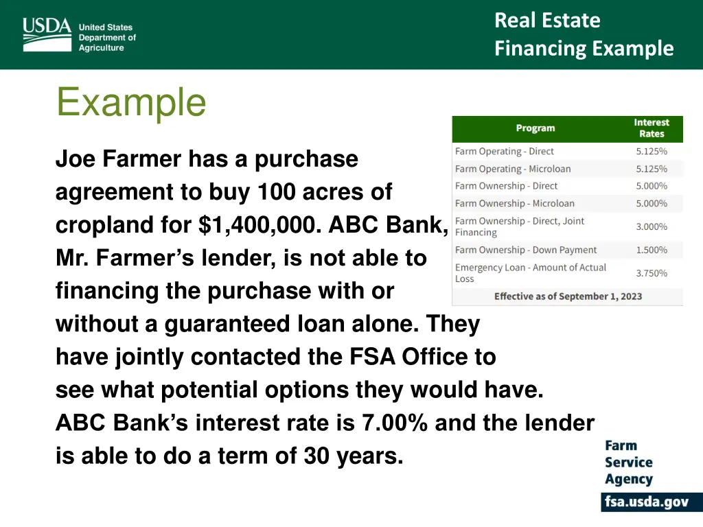 real estate financing example