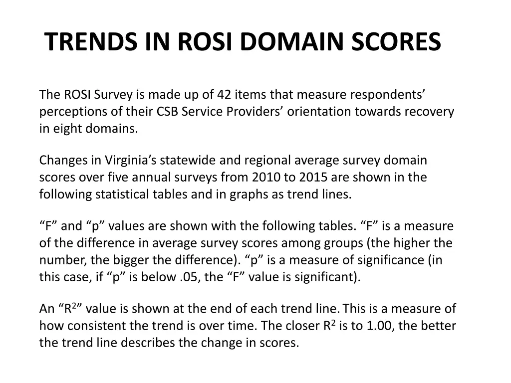 trends in rosi domain scores