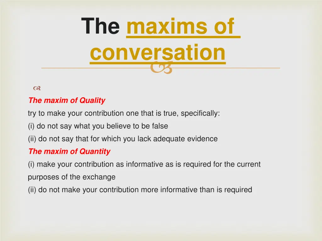 the maxims of conversation