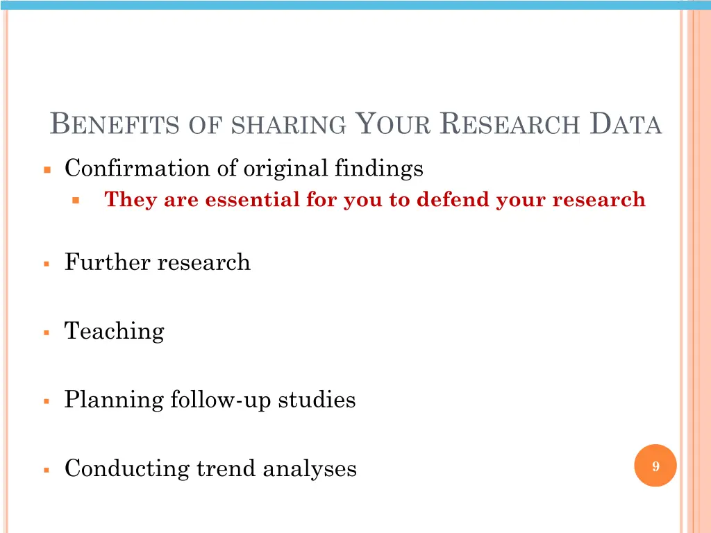 b enefits of sharing y our r esearch d ata