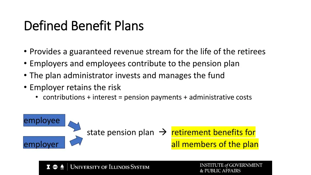 defined benefit plans defined benefit plans