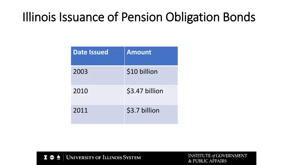 illinois issuance of pension obligation bonds