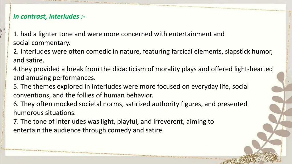 in contrast interludes