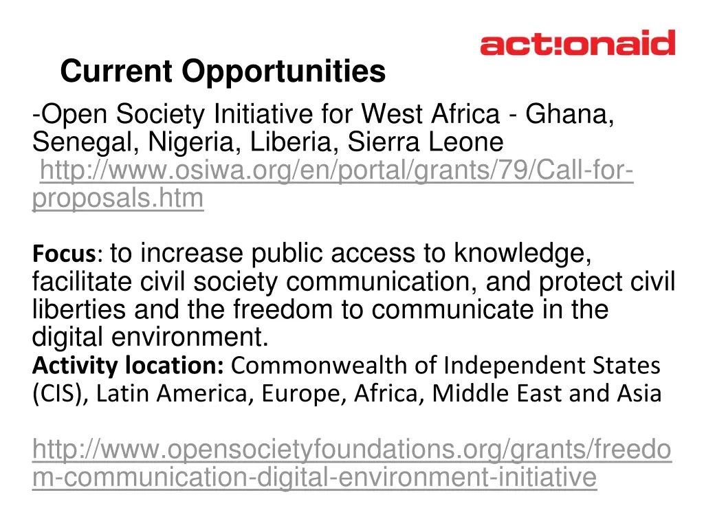 current opportunities open society initiative
