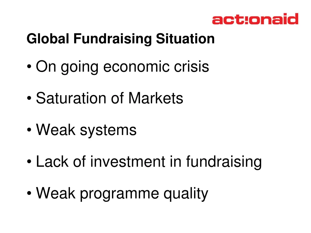 global fundraising situation