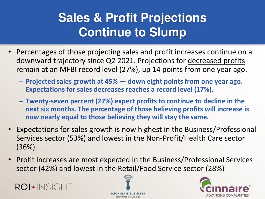 sales profit projections continue to slump