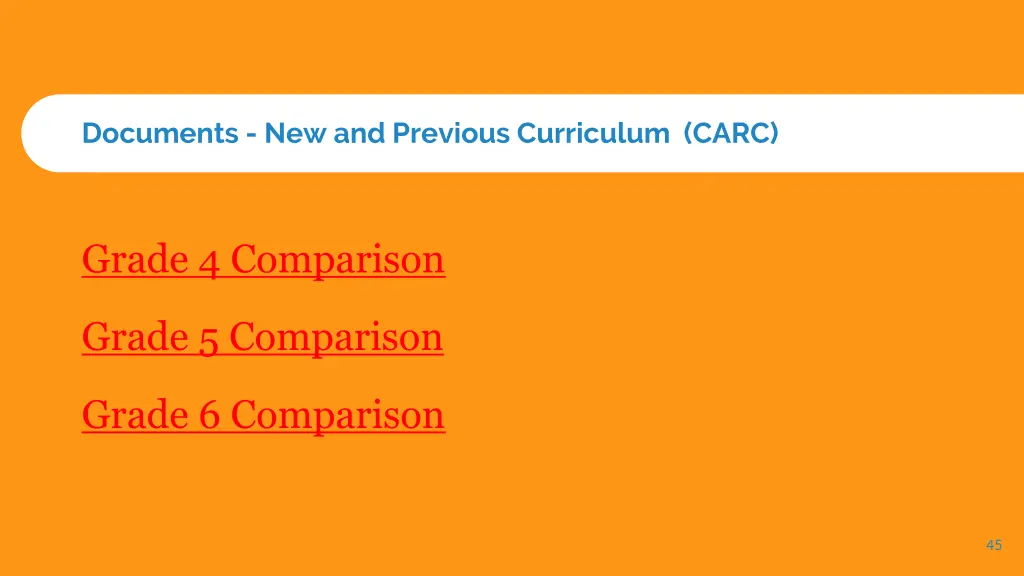 documents new and previous curriculum carc