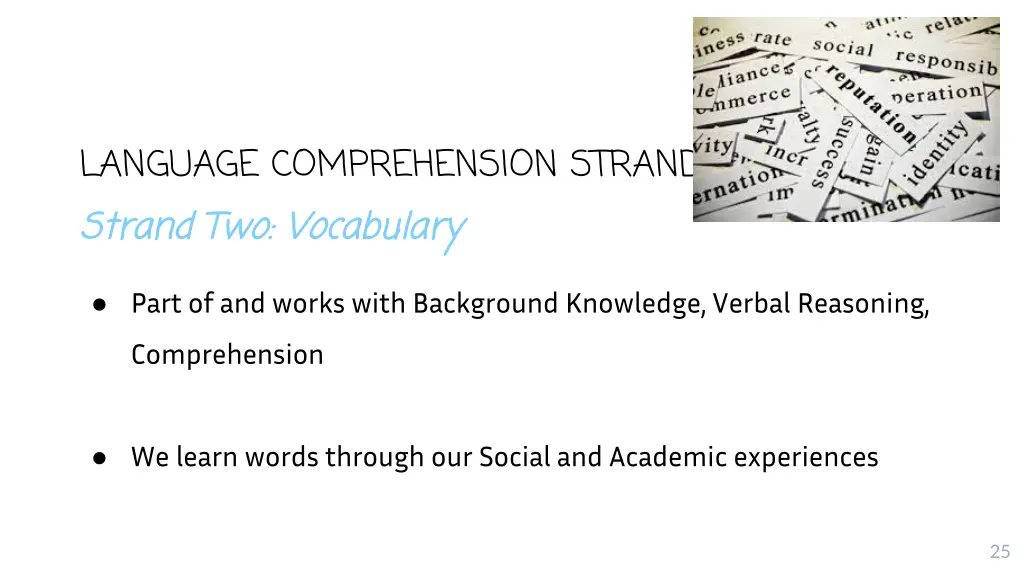 language comprehension strand strand 1