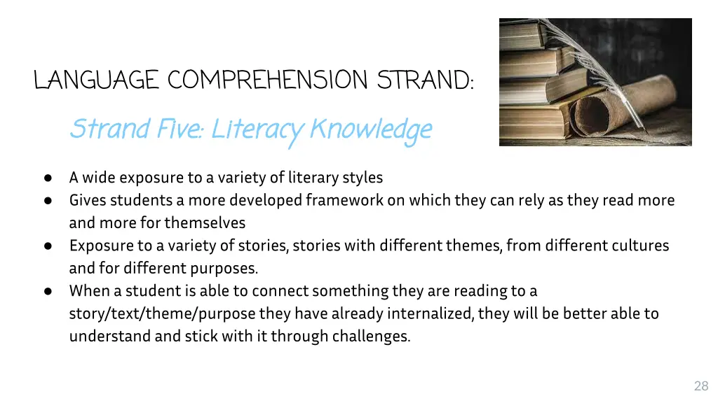 language comprehension strand strand five