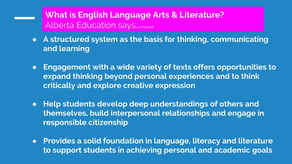 what is english language arts literature alberta