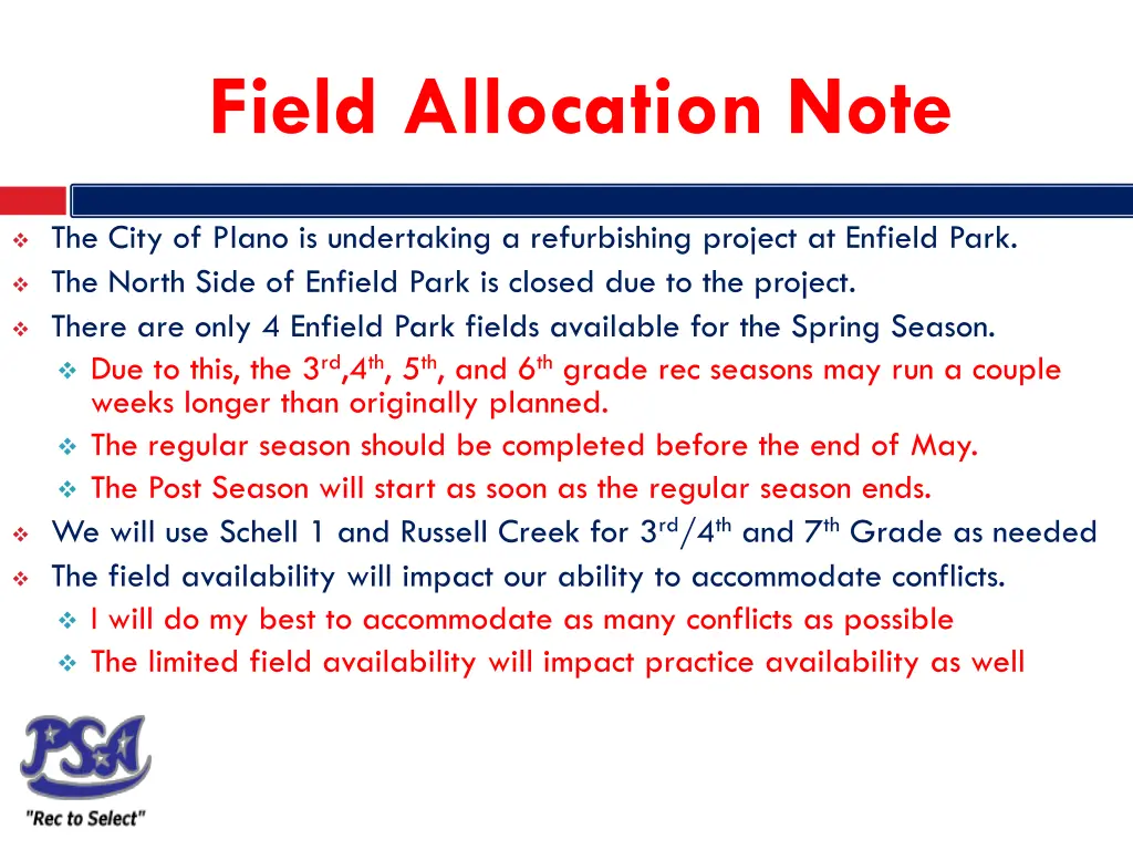 field allocation note