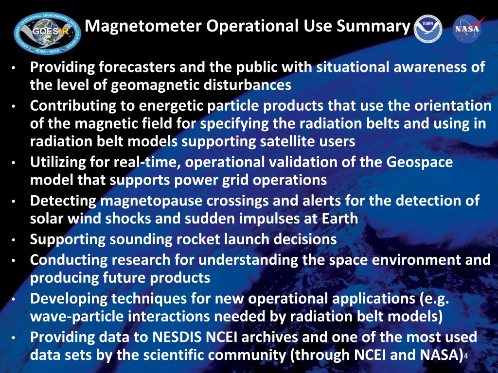 magnetometer operational use summary