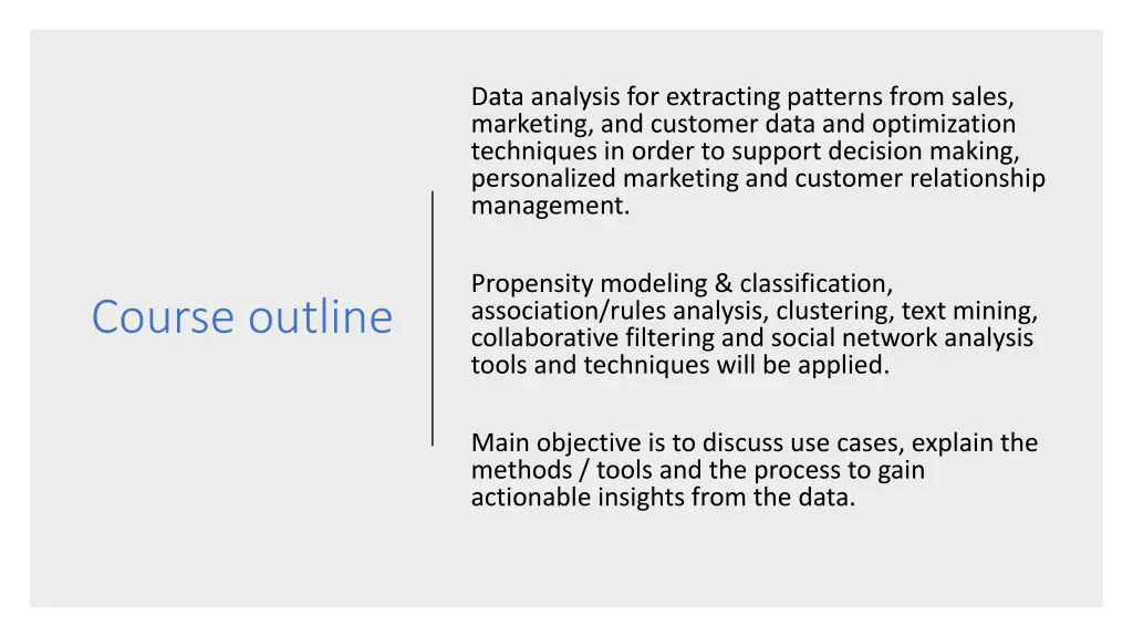 data analysis for extracting patterns from sales