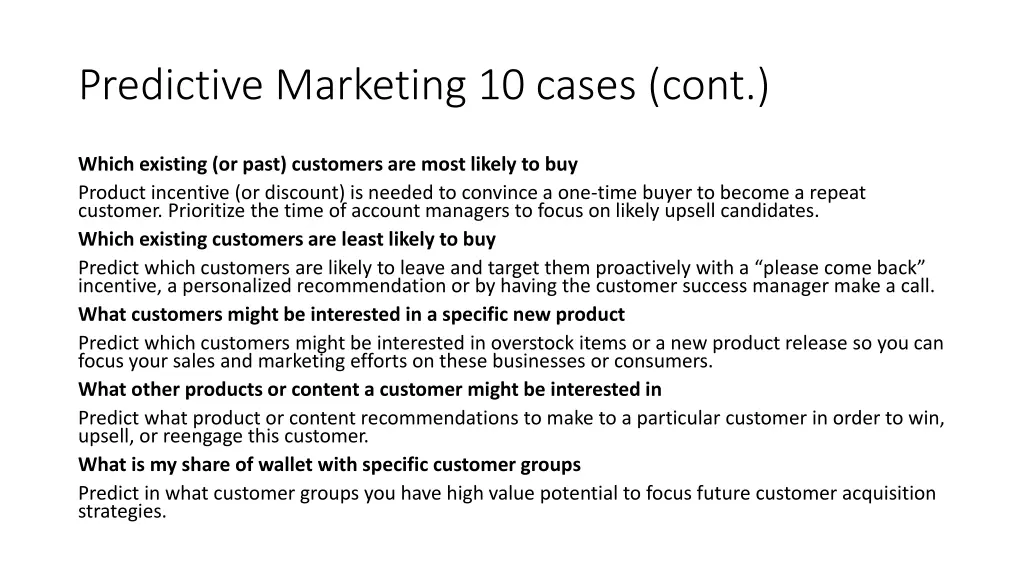 predictive marketing 10 cases cont