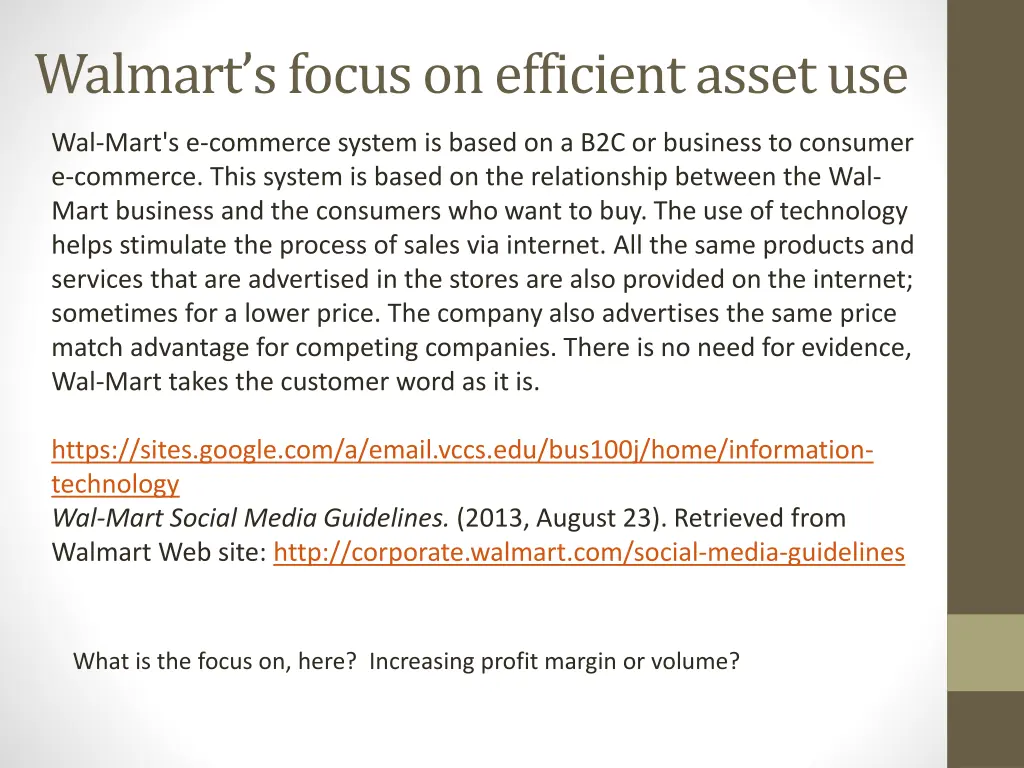 walmart s focus on efficient asset use 1