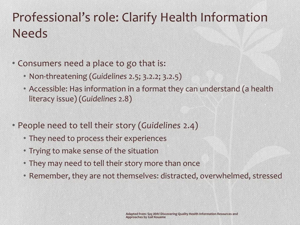 professional s role clarify health information