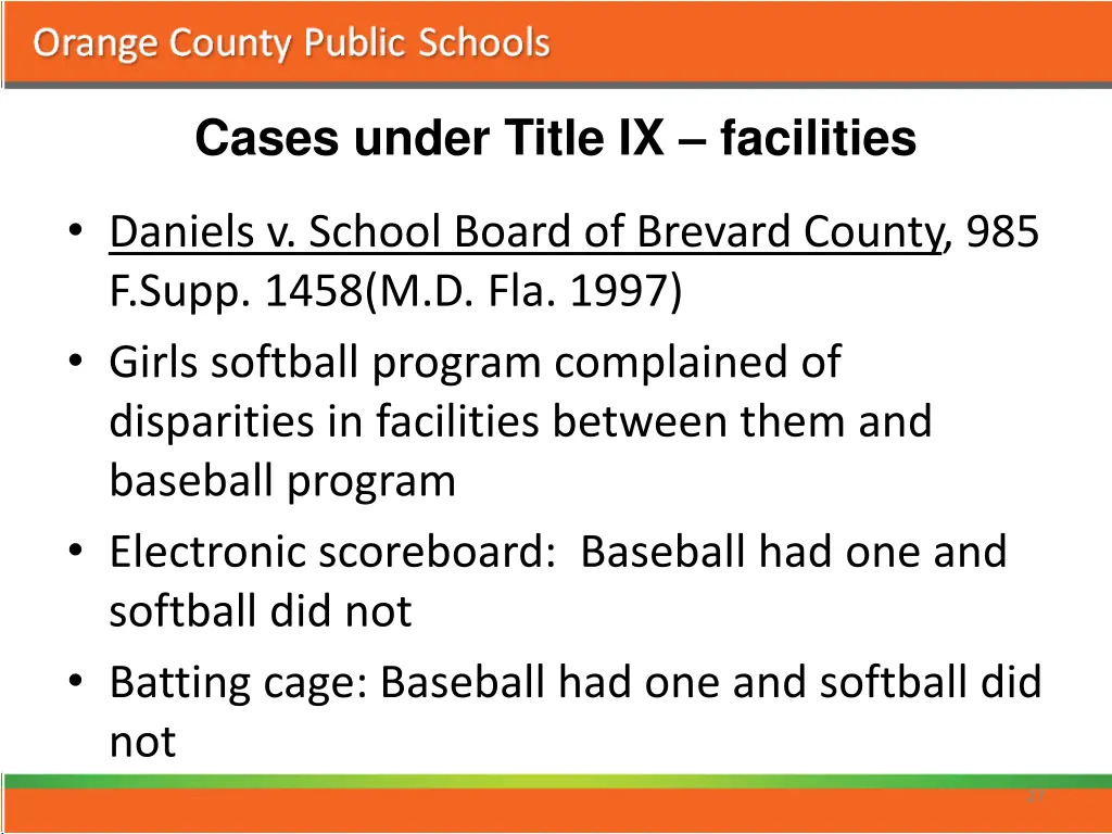cases under title ix facilities